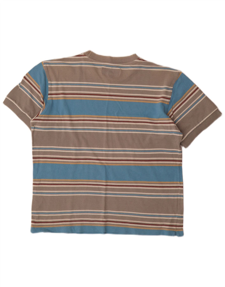 T-shirt Diadora Uomo Top Large in Cotone a Righe Grigie