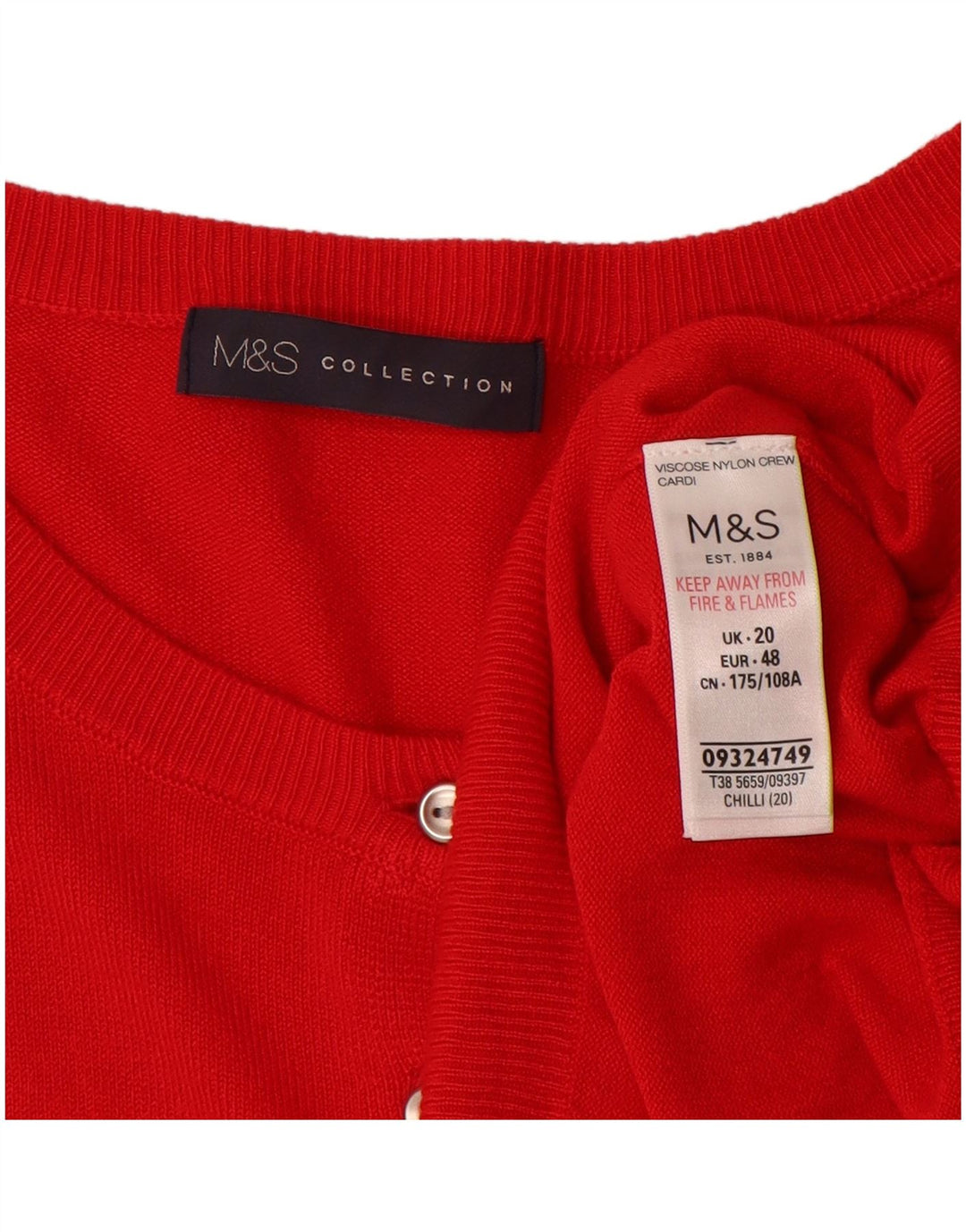 MARKS & SPENCER Maglione cardigan da donna UK 20 2XL Viscosa rossa