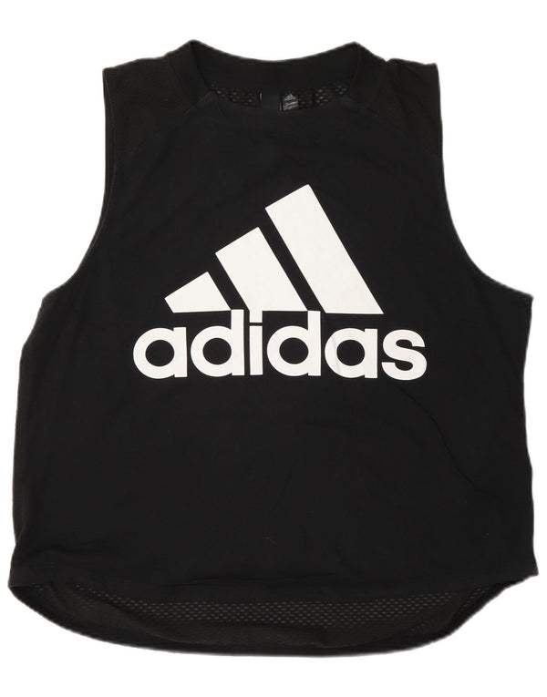 Canotta grafica Adidas da donna trasparente UK 16/18 grande cotone nero