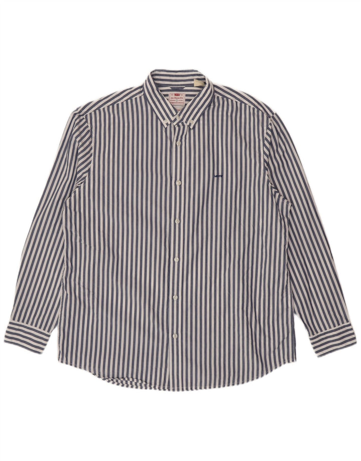 Camicia rilassata da uomo Levi's Large in cotone gessato blu