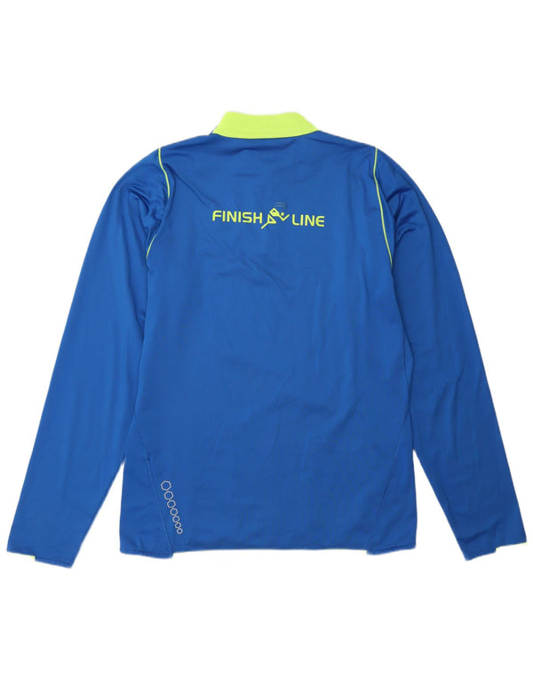 Asics Maglietta grafica da uomo con zip e collo a maniche lunghe 2XL Blu in poliestere color block