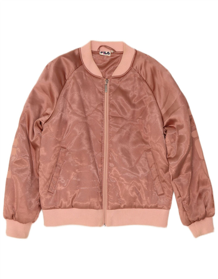 Giacca bomber oversize con grafica da donna Fila UK 10 Small Rosa Poliestere