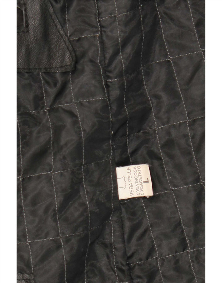 Giacca in pelle oversize da uomo vintage UK 40 grande in pelle nera
