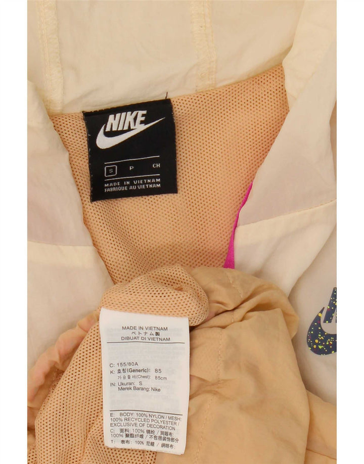 Giacca antipioggia oversize con cappuccio da donna Nike UK 10 Small Beige Colourblock