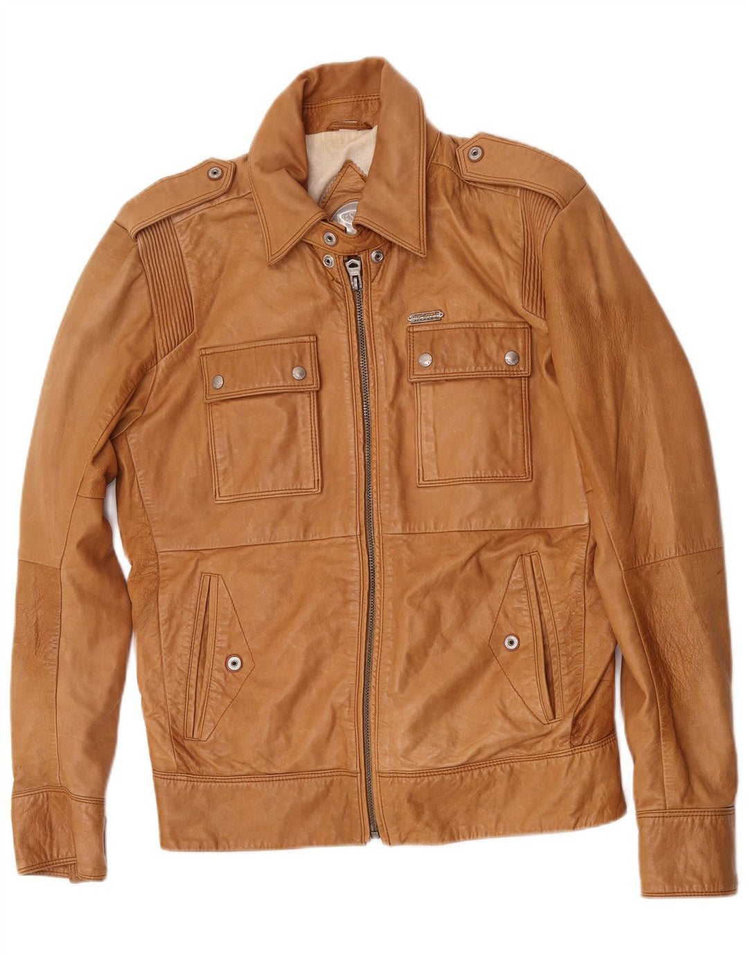 Giacca in pelle da uomo Diesel UK 38 Pelle beige media