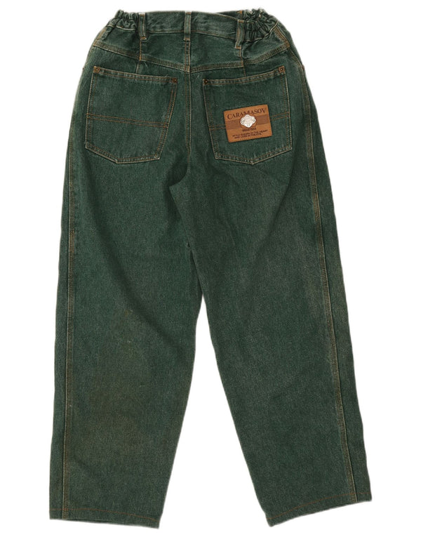 Jeans vintage affusolati per ragazze 13-14 anni W27 L25 cotone verde