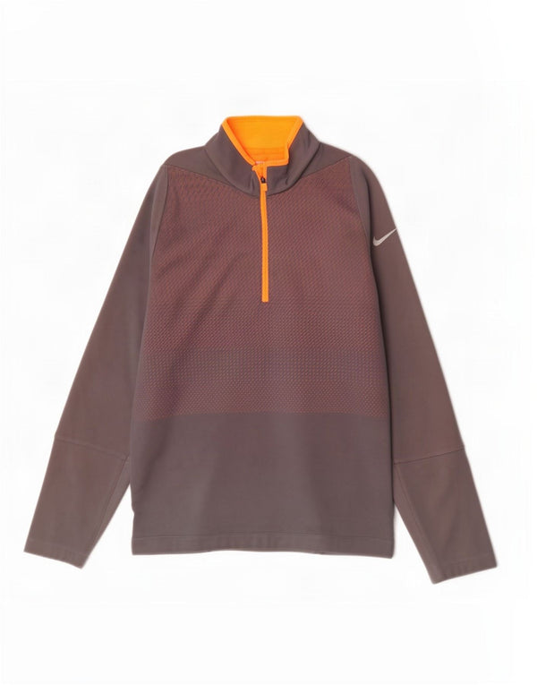 Felpa Nike Therma-Fit con zip e collo da uomo, grigio medio chiazzato