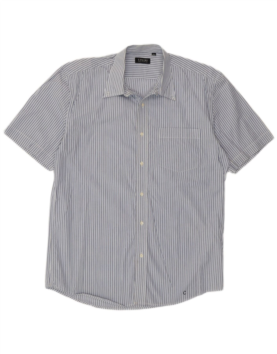 Camicia da uomo a maniche corte Coveri taglia 41/42 grande gessato blu