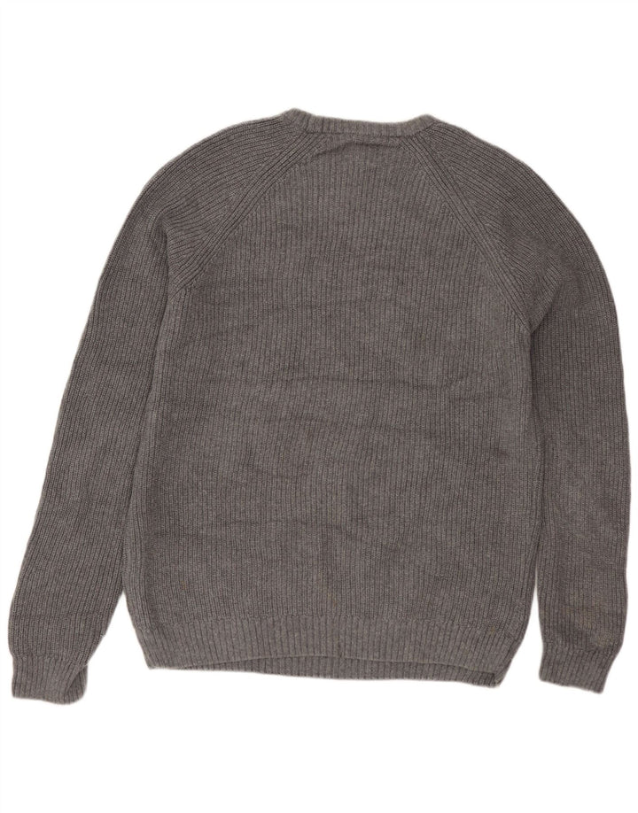 Maglione Zara da uomo con scollo a barca in cotone grigio medio