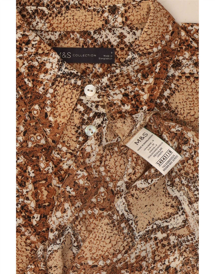 Camicetta da donna Marks & Spencer UK 8 Poliestere con stampa animalier marrone piccolo