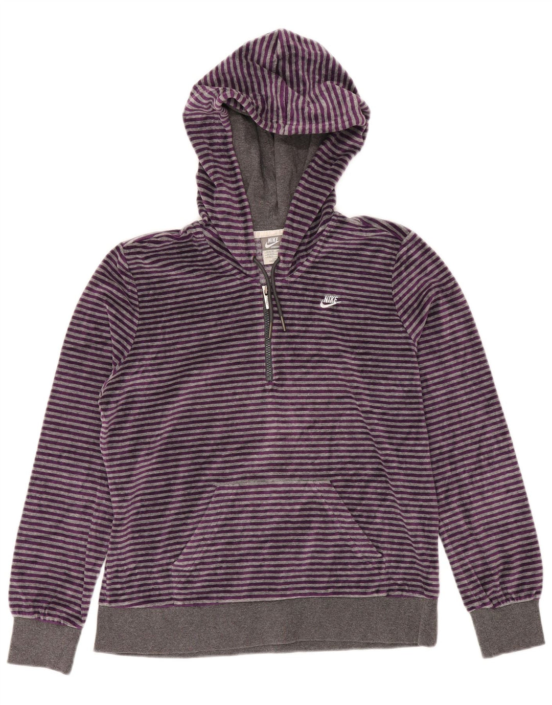 Maglione con cappuccio e collo con zip in velluto da donna NIKE UK 20/22 XL a righe viola