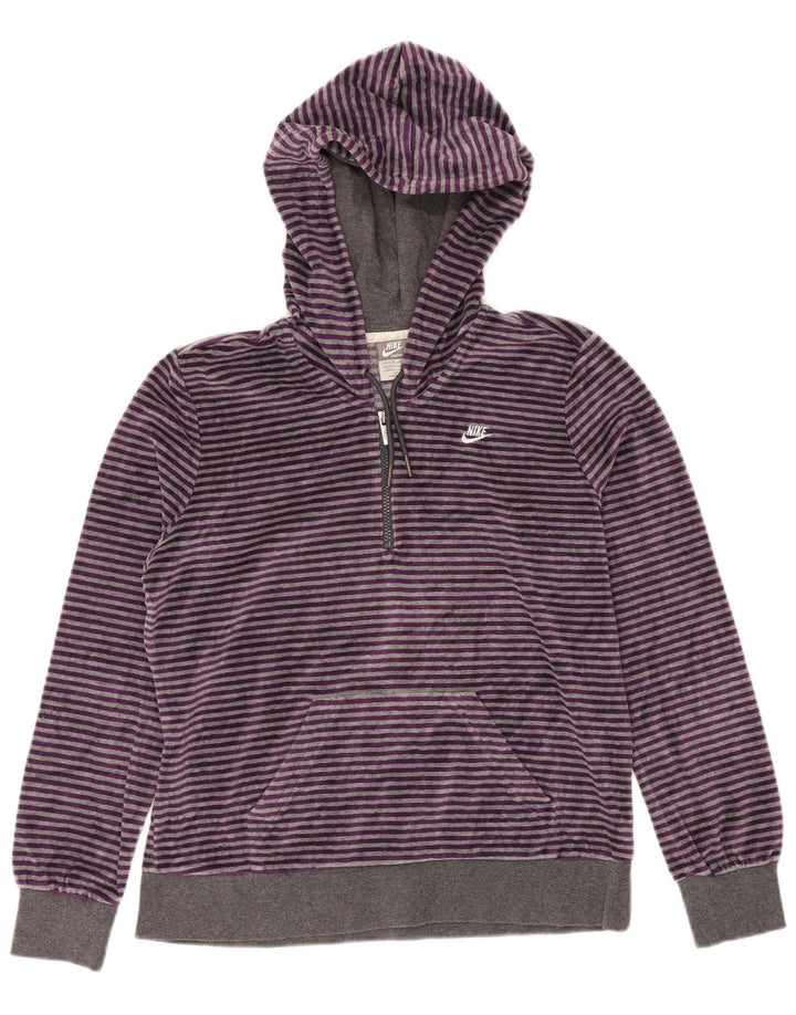 Maglione con cappuccio e collo con zip in velluto da donna NIKE UK 20/22 XL a righe viola