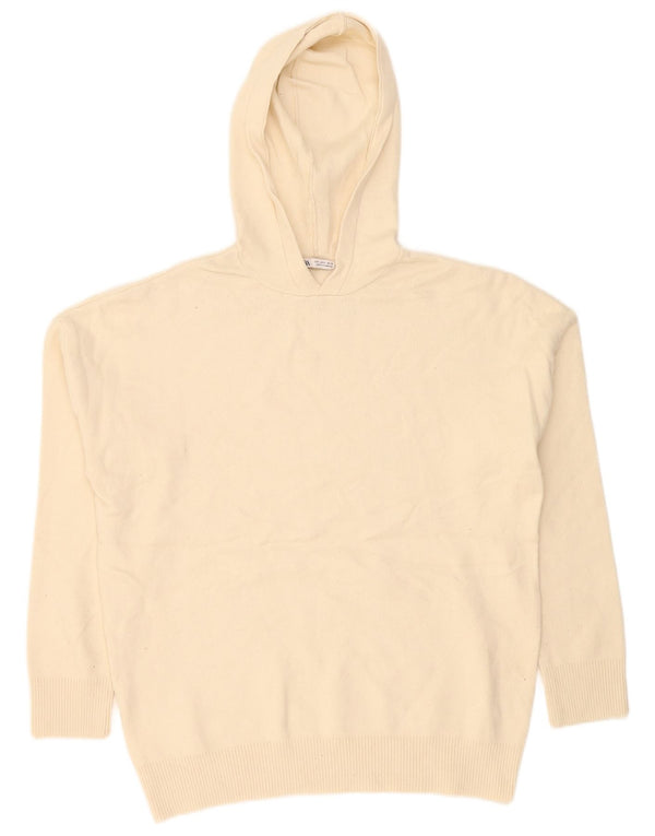 Zara Mens Hooded Jumper Sweater Small Off White