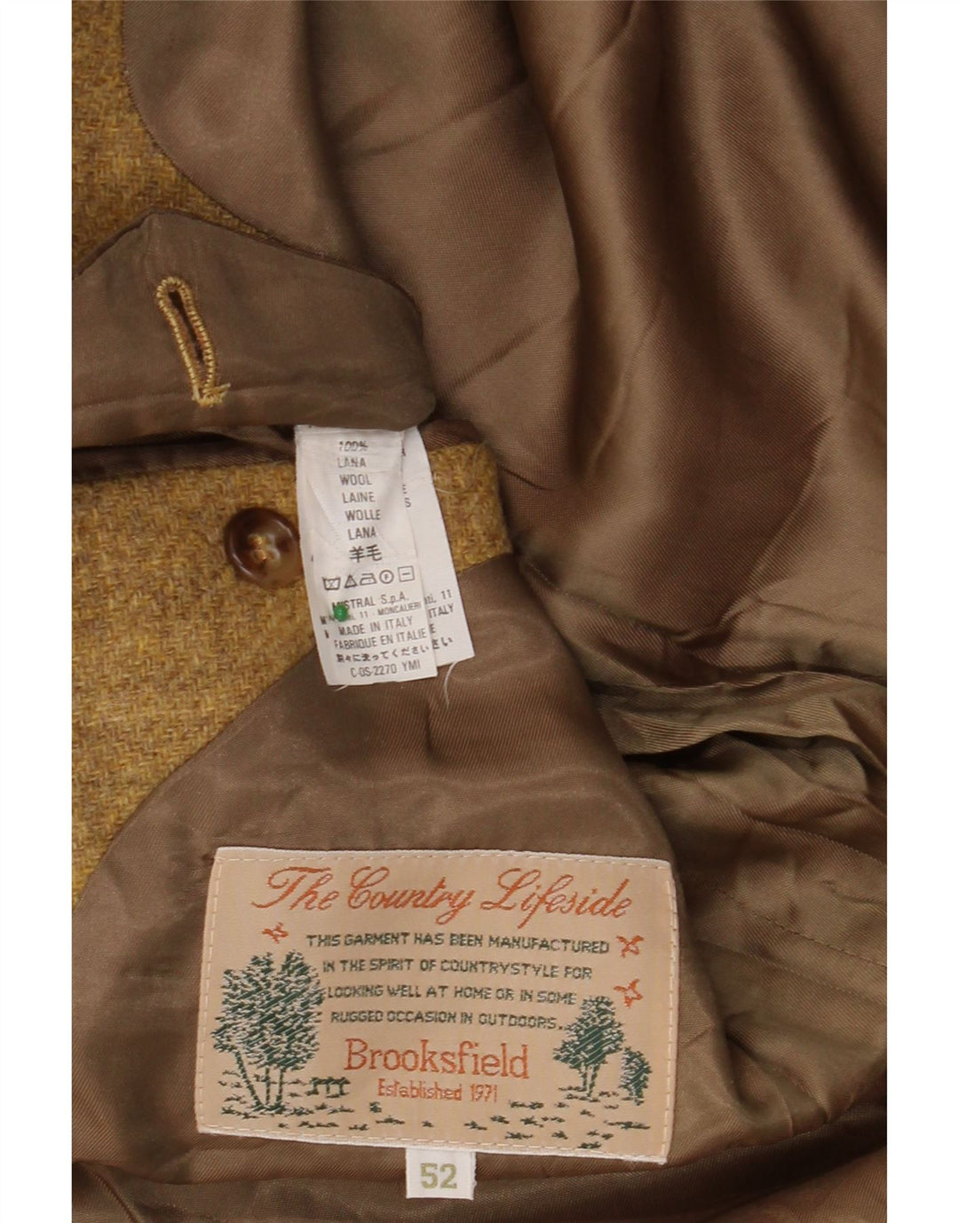 Giacca blazer da uomo a 3 bottoni BROOKSFIELD IT 52 XL in lana gialla