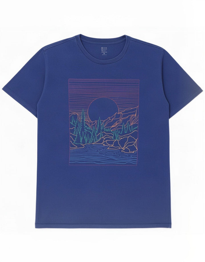 Gap T-shirt grafica da uomo Top Small in cotone blu