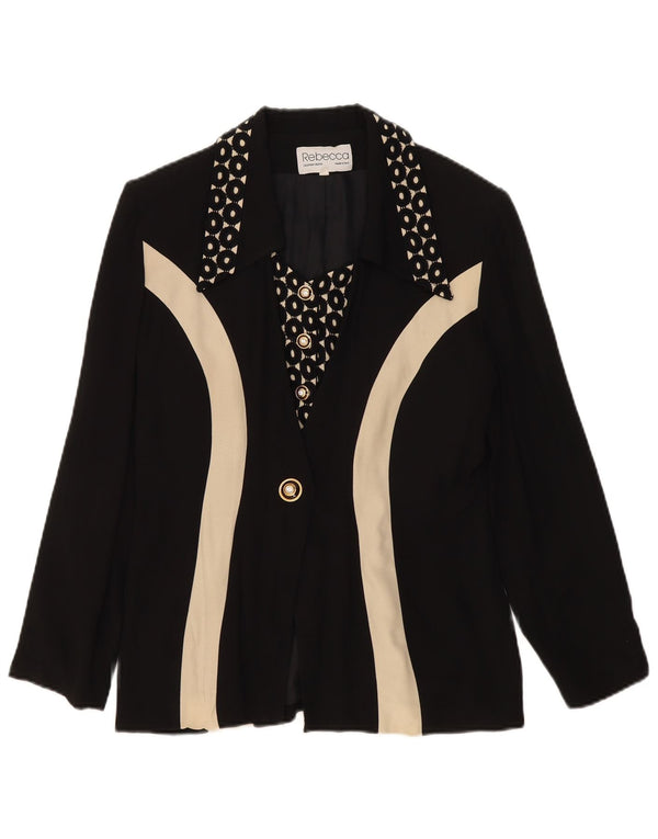 Giacca Blazer 1 Bottone Donna Rebecca IT 42 Medium Black Colourblock