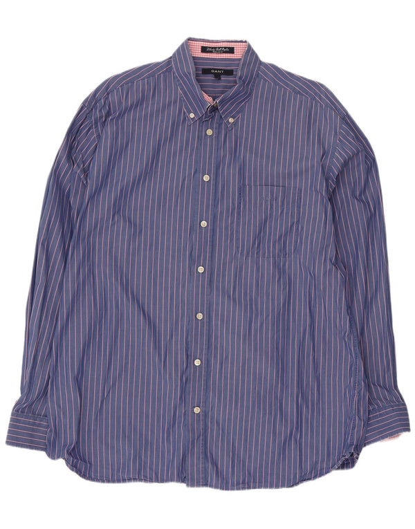Gant Mens Regular Fit Shirt XL Blue Pinstripe Cotton