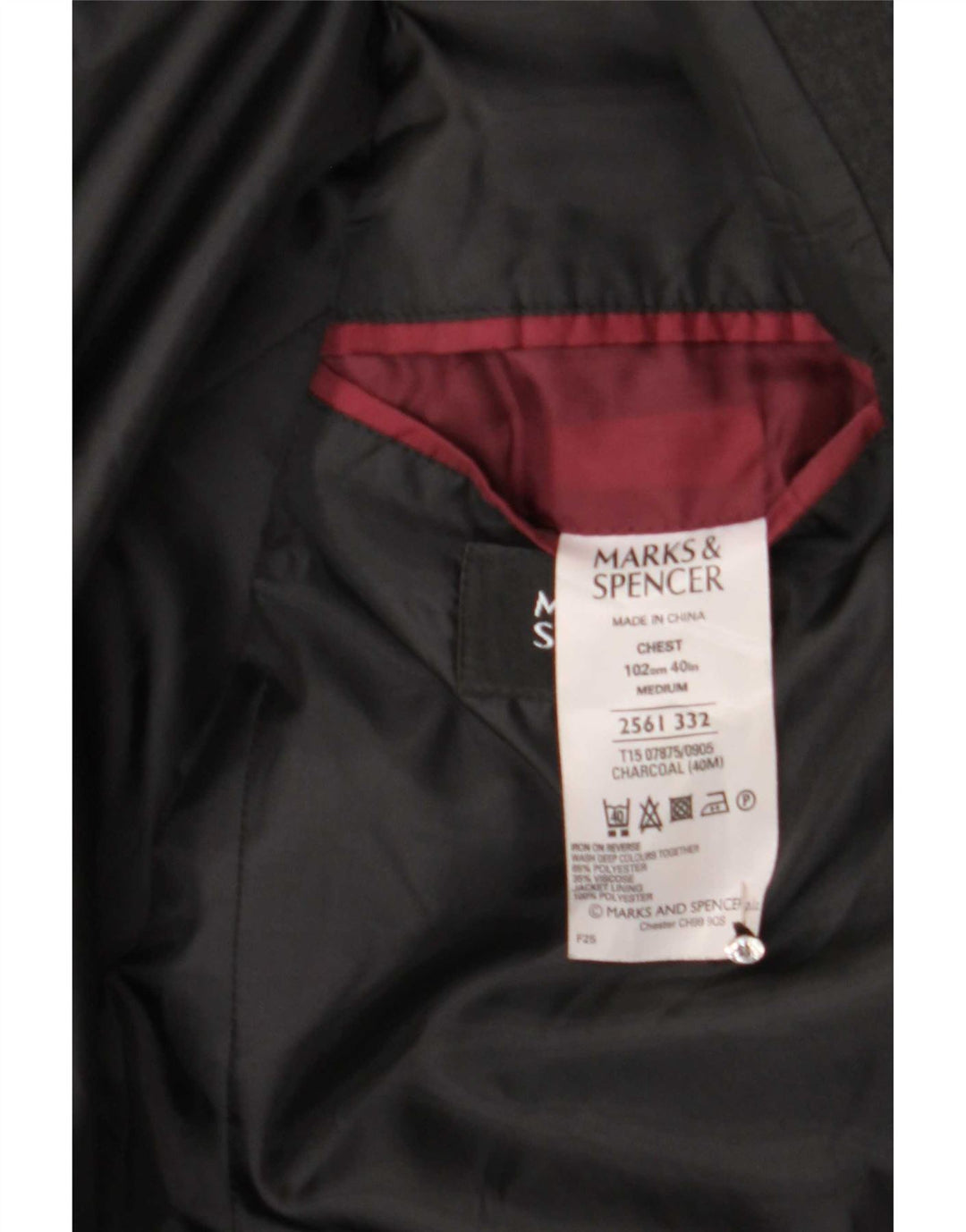 Giacca blazer a 2 bottoni da uomo Marks & Spencer UK 40 poliestere nero medio