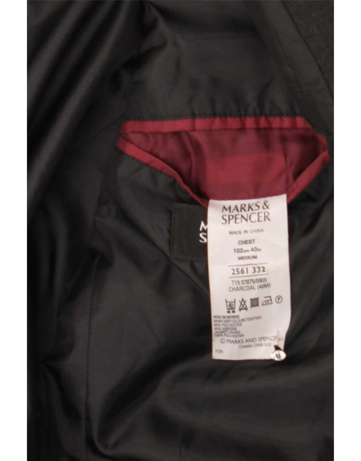 Giacca blazer a 2 bottoni da uomo Marks & Spencer UK 40 poliestere nero medio