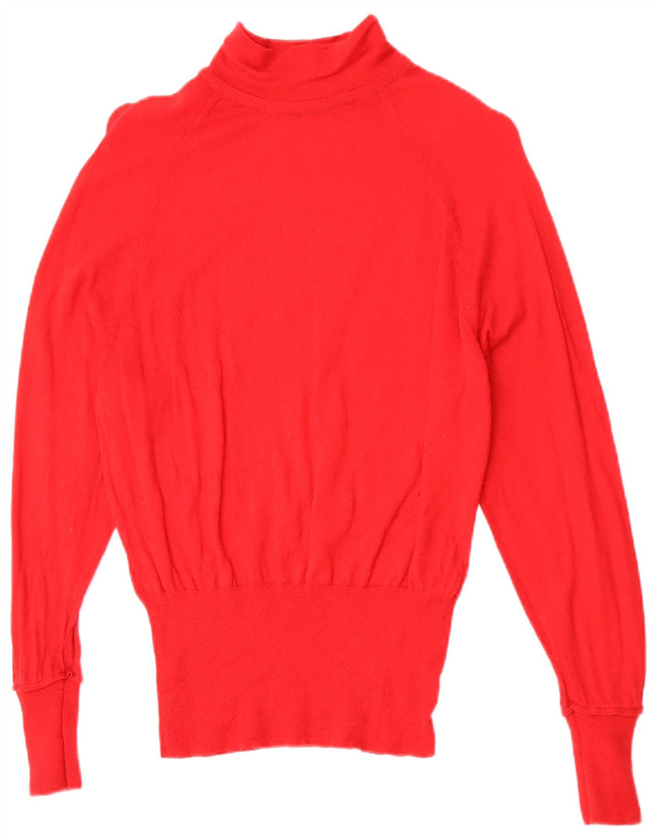 MARKS & SPENCER Maglione da donna con collo dolcevita UK 12 Rosso medio