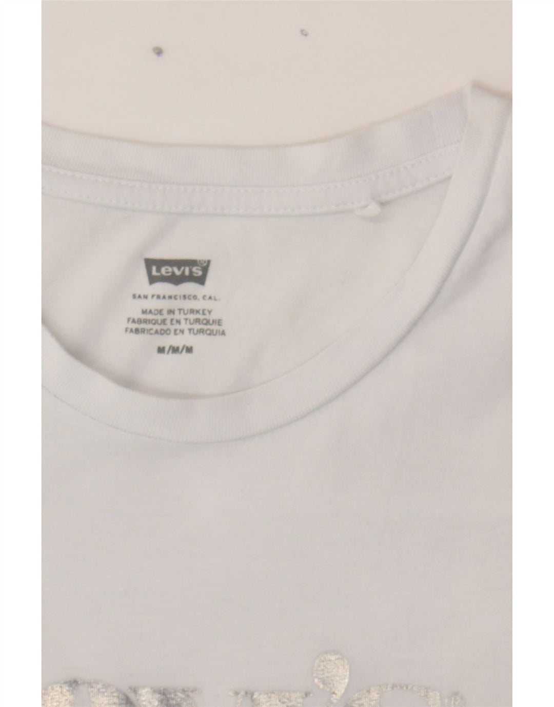 LEVI'S Womens Graphic T-Shirt Top UK 12 Medium White Vintage Levi's and Second-Hand Levi's from Messina Hembry 