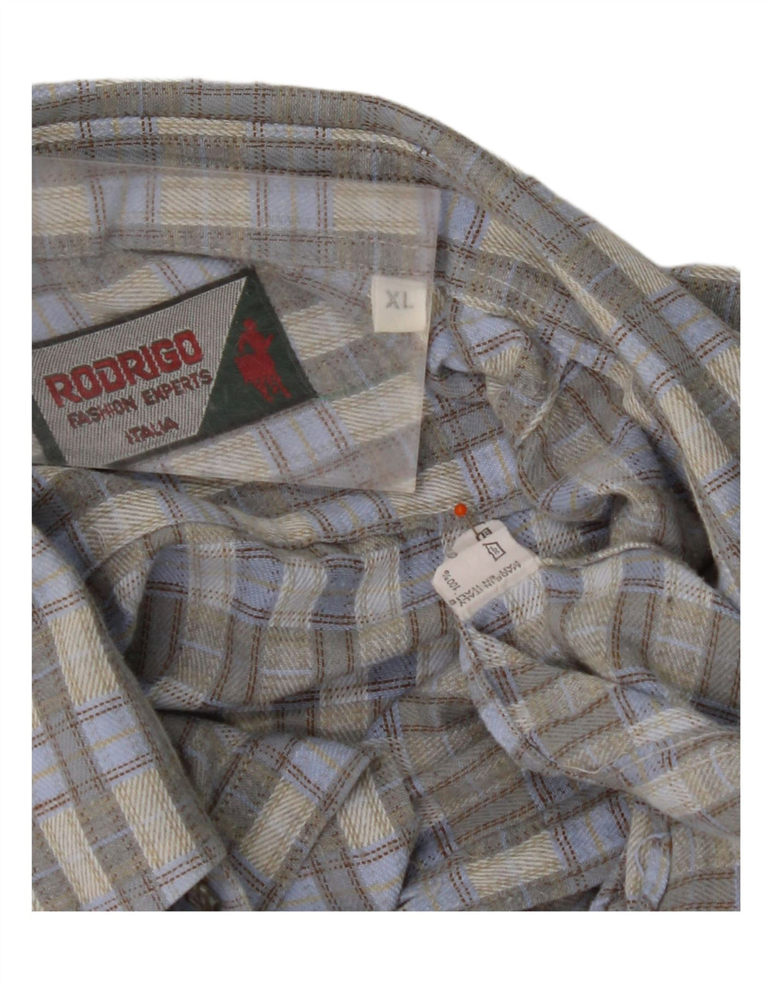 RODRIGO Mens Flannel Shirt XL Blue Check Cotton