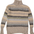 EDDIE BAUER Womens Roll Neck Jumper Sweater UK 10 Small Grey Striped Vintage Eddie Bauer and Second-Hand Eddie Bauer from Messina Hembry 