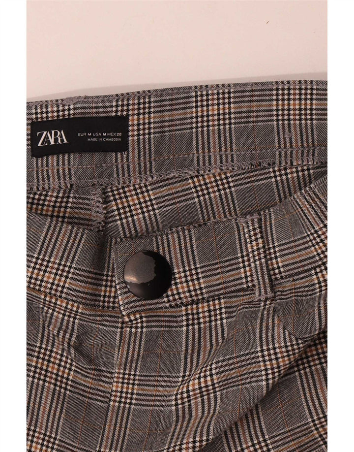 Pantaloni casual slim da donna Zara medi W28 L28 viscosa pied de poule grigia