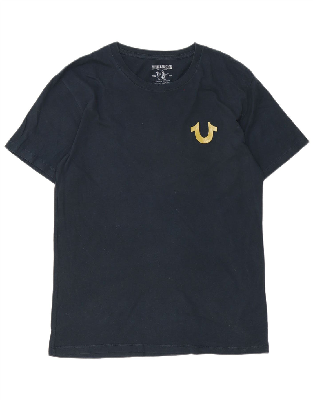 T-shirt grafica da uomo True Religion Top in cotone blu navy medio