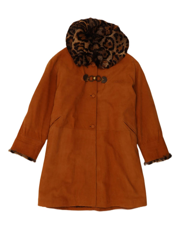 Cappotto in shearling in pelle oversize da donna vintage EU 42 Grande shearling marrone