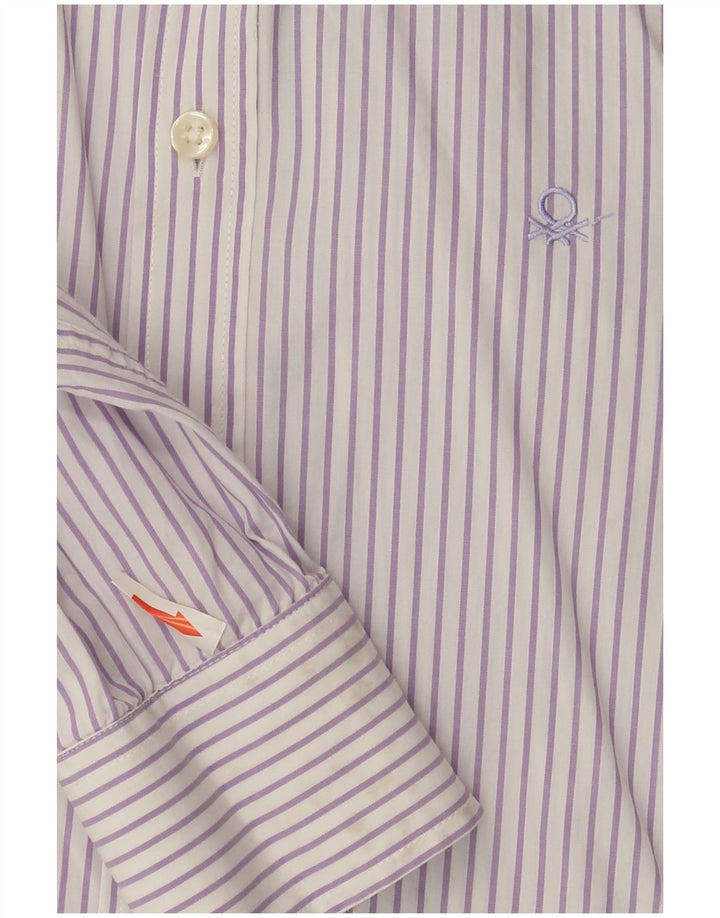 Camicia Benetton Uomo Piccola Gessata Viola In Cotone