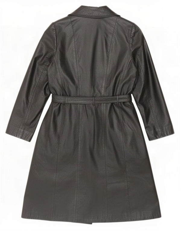 Cappotto in pelle vintage da donna IT 46 grande nero