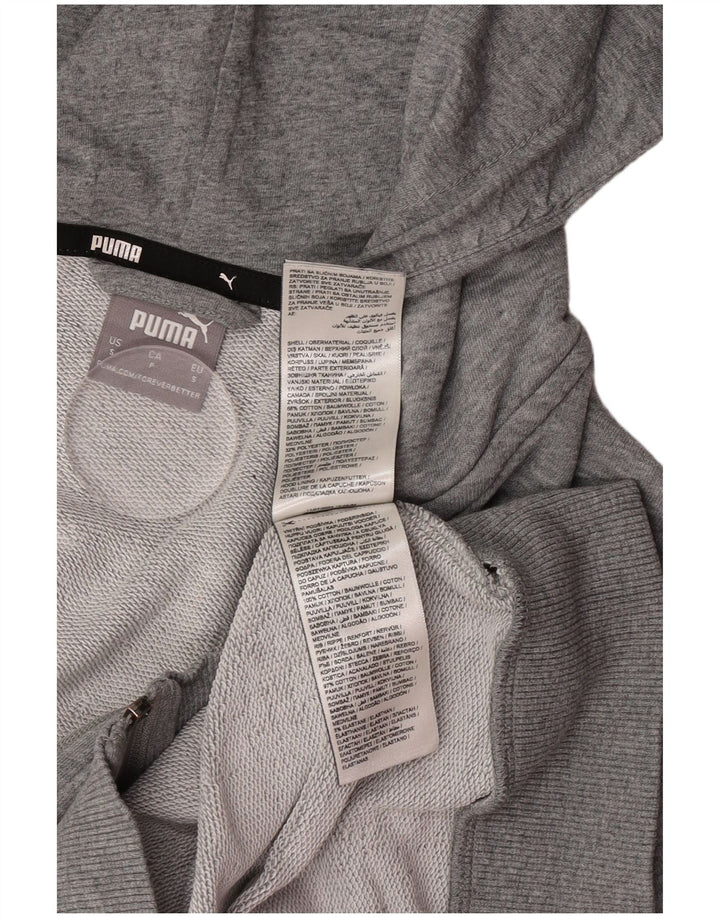 Felpa con cappuccio e zip da uomo Puma piccola in cotone grigio