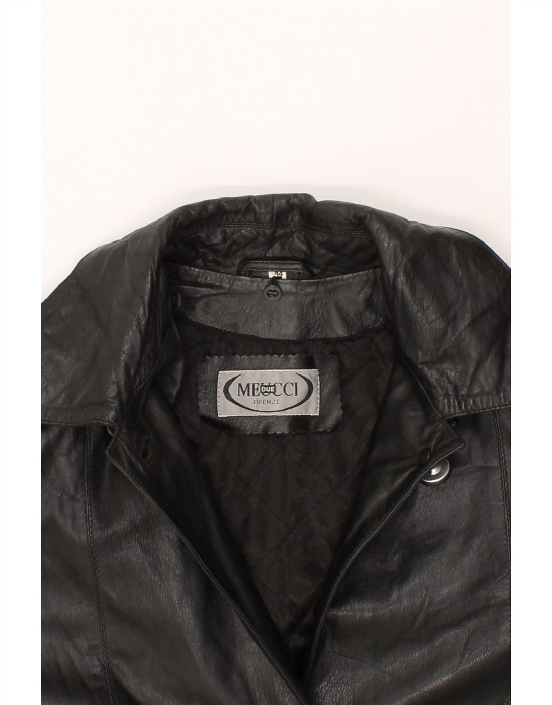 MEUCCI FIRENZE Womens Leather Coat IT 44 Medium Black Vintage Meucci Firenze and Second-Hand Meucci Firenze from Messina Hembry 