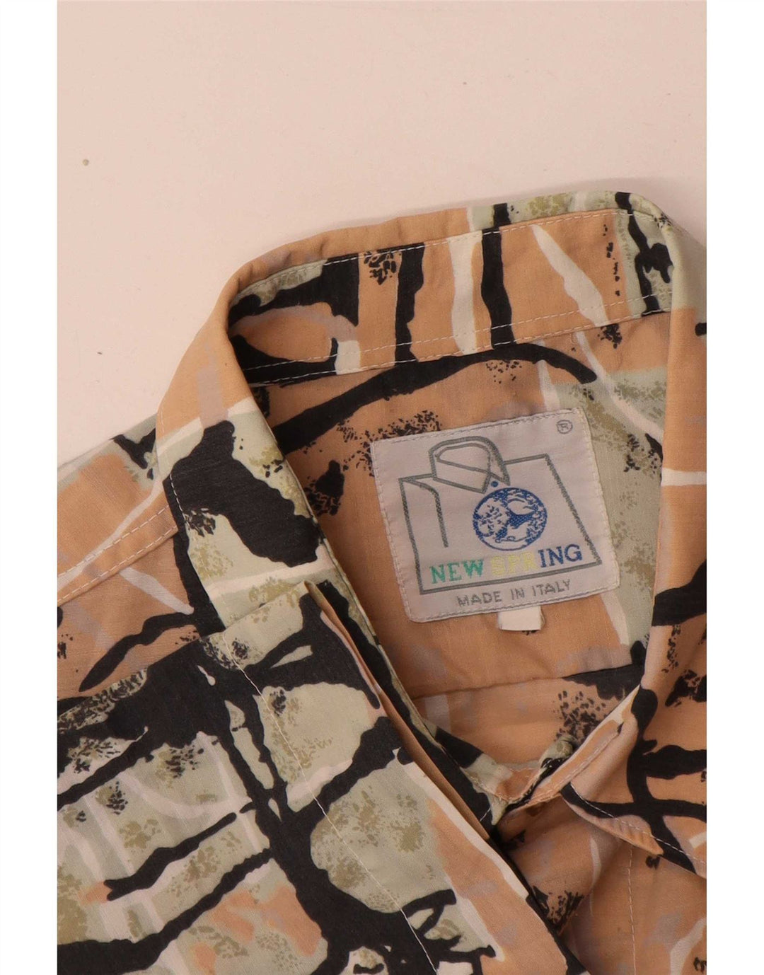 Camicia a maniche corte vintage da uomo con motivo astratto, grande, multicolore