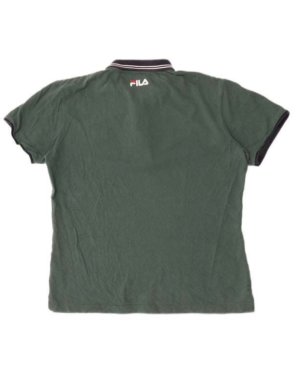 Polo da uomo Fila Large in cotone color block verde