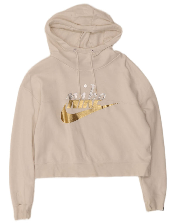 Felpa con cappuccio grafica corta oversize da donna Nike UK 6 XS bianca