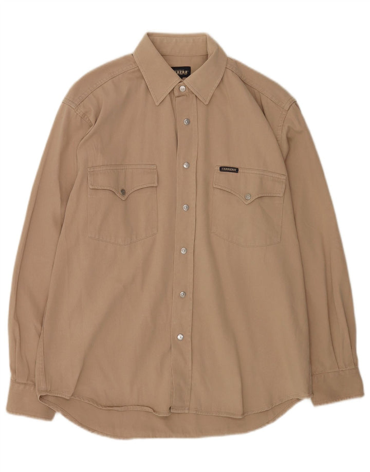 Camicia da uomo Carrera in cotone marrone medio