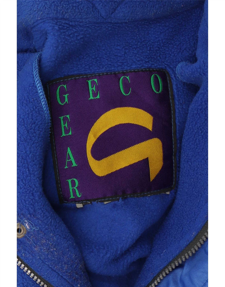 Maglione in pile con grafica anorak vintage da uomo XL blu