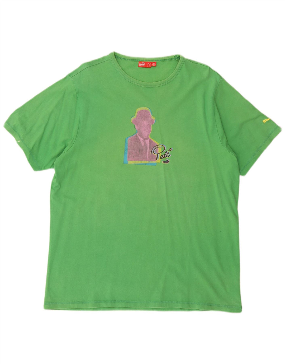 T-shirt grafica da uomo Puma Top XL in cotone verde