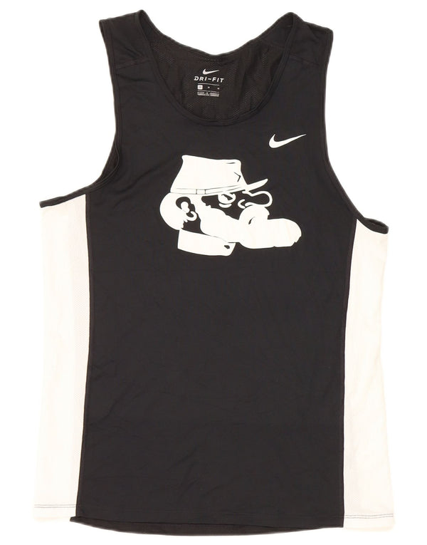 Nike Mens Dri Fit Graphic Vest Top Medium Black Colourblock Polyester