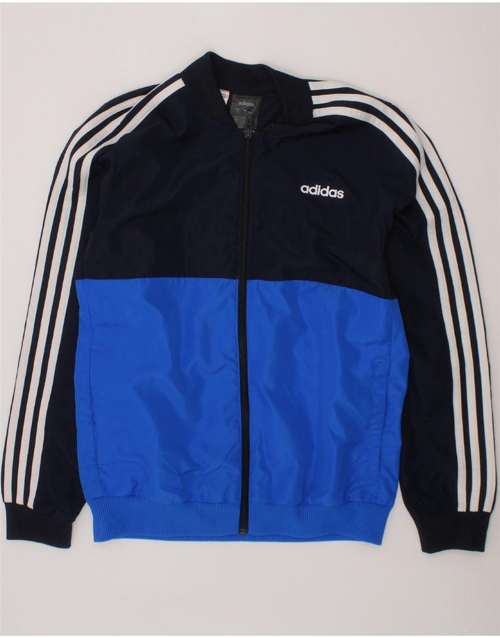 ADIDAS Boys Tracksuit Top Jacket 11-12 Years Navy Blue Colourblock Vintage Adidas and Second-Hand Adidas from Messina Hembry 