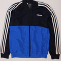 ADIDAS Boys Tracksuit Top Jacket 11-12 Years Navy Blue Colourblock Vintage Adidas and Second-Hand Adidas from Messina Hembry 