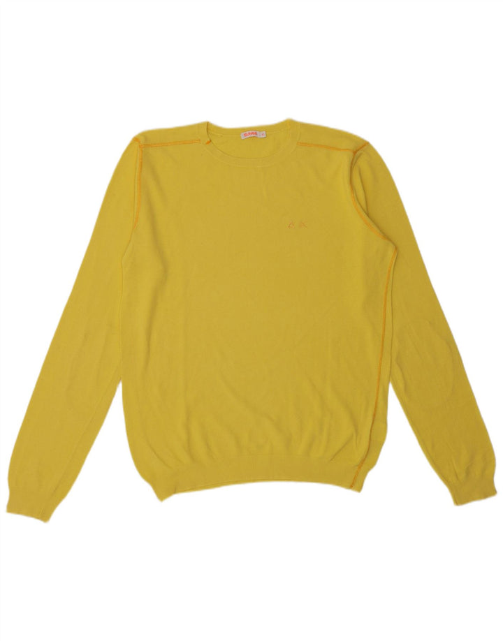 Maglione maglione girocollo da uomo Sun68 XL in cotone giallo