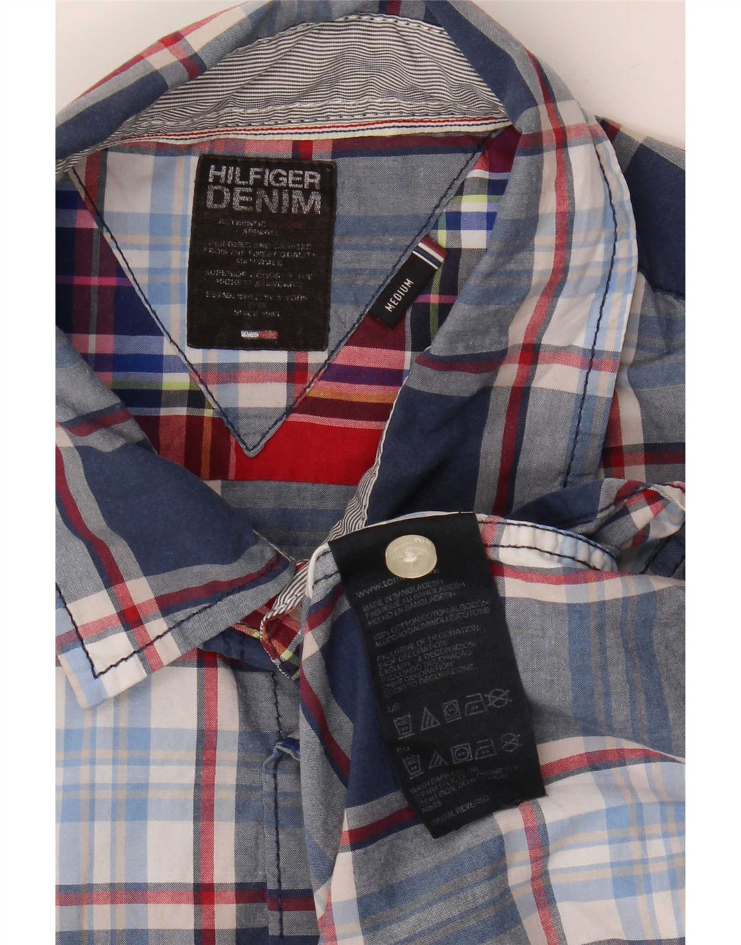 Camicia da uomo Tommy Hilfiger media cotone a quadri blu navy