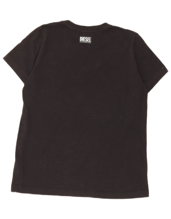 T-shirt grafica da donna Diesel Top UK 10 piccola in cotone nero