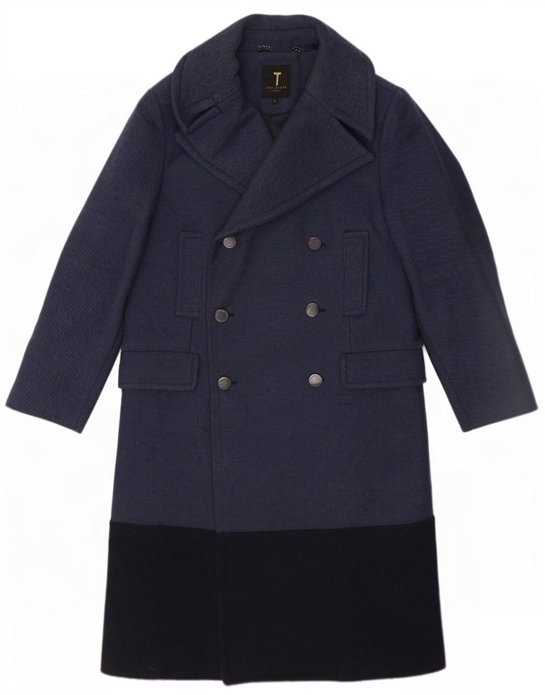 Ted Baker Cappotto doppiopetto da donna taglia 1 XS Blu navy Colourblock