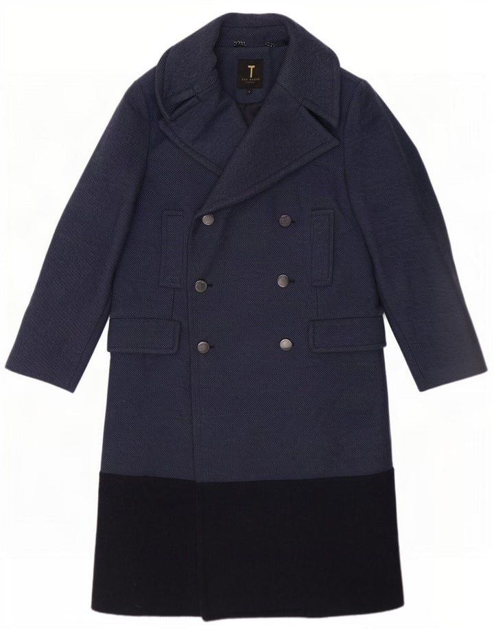 Ted Baker Cappotto doppiopetto da donna taglia 1 XS Blu navy Colourblock