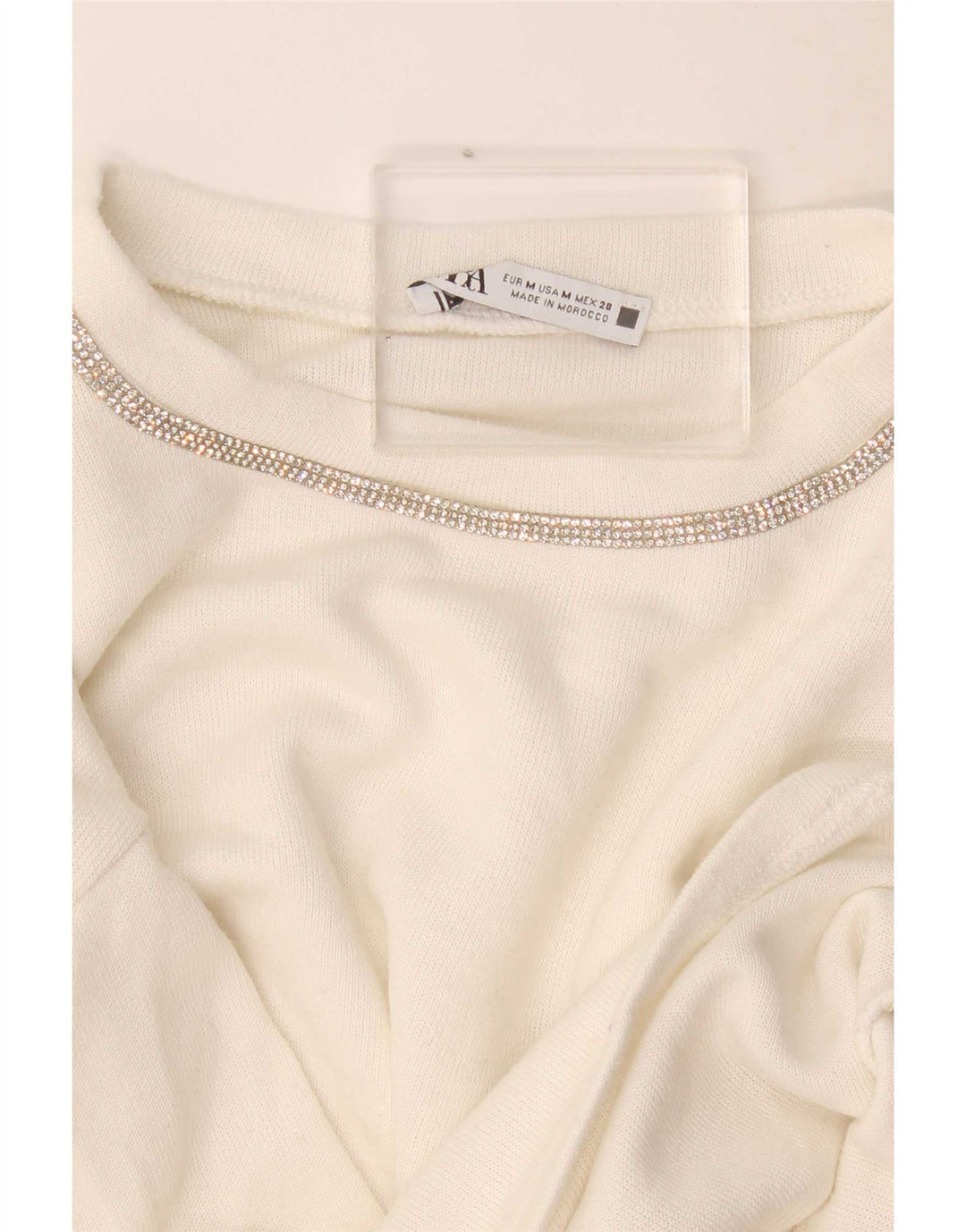 Top corto oversize da donna Zara a maniche lunghe UK 14 bianco medio