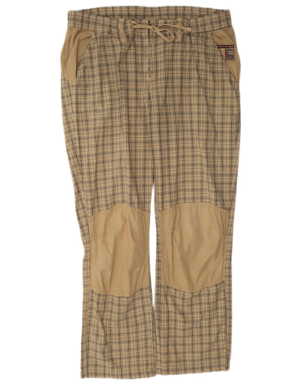Pantaloni casual dritti da donna Think Pink XL W36 L28 Cotone a quadri beige
